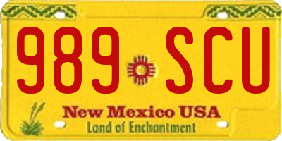 NM license plate 989SCU