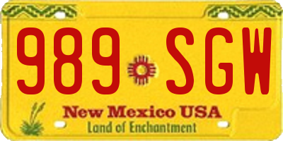 NM license plate 989SGW
