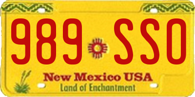 NM license plate 989SSO