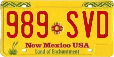 NM license plate 989SVD