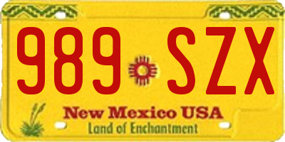 NM license plate 989SZX