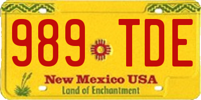 NM license plate 989TDE