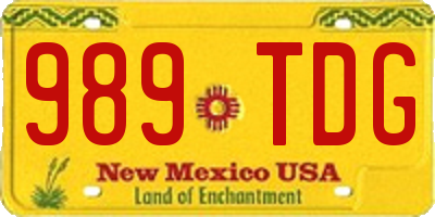 NM license plate 989TDG