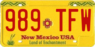 NM license plate 989TFW