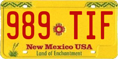 NM license plate 989TIF