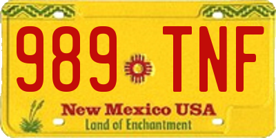 NM license plate 989TNF