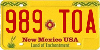 NM license plate 989TOA