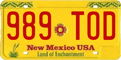 NM license plate 989TOD
