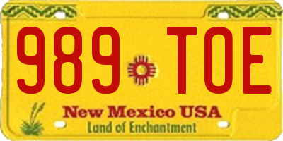 NM license plate 989TOE
