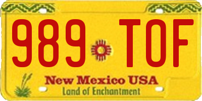 NM license plate 989TOF