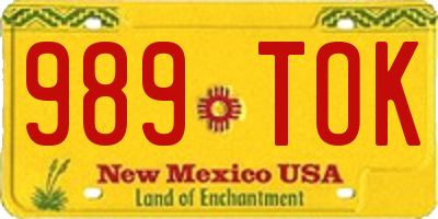 NM license plate 989TOK