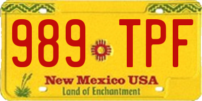 NM license plate 989TPF