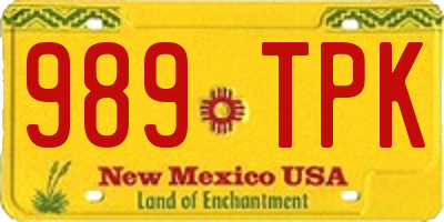 NM license plate 989TPK