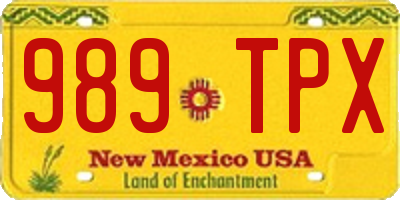 NM license plate 989TPX