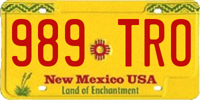 NM license plate 989TRO