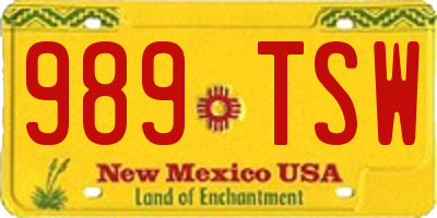 NM license plate 989TSW