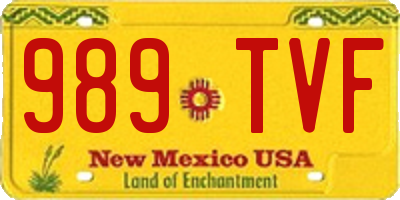 NM license plate 989TVF