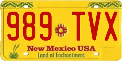 NM license plate 989TVX