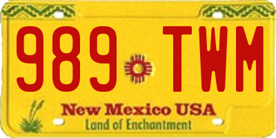NM license plate 989TWM