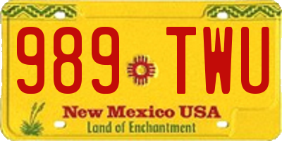 NM license plate 989TWU