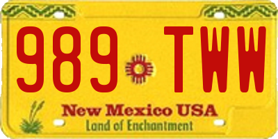 NM license plate 989TWW