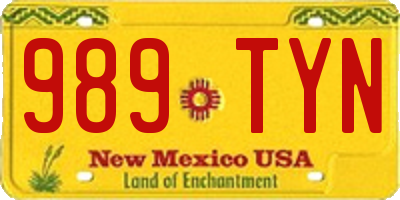 NM license plate 989TYN