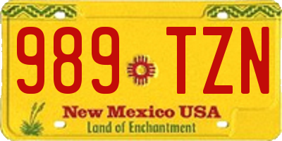 NM license plate 989TZN