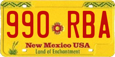 NM license plate 990RBA