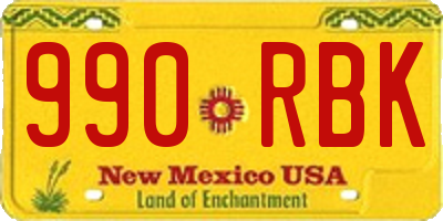 NM license plate 990RBK