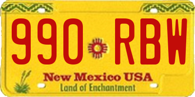 NM license plate 990RBW