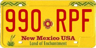 NM license plate 990RPF