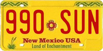 NM license plate 990SUN