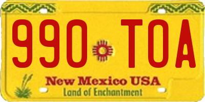 NM license plate 990TOA