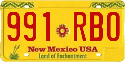 NM license plate 991RBO