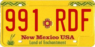 NM license plate 991RDF
