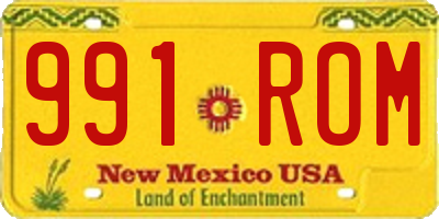 NM license plate 991ROM