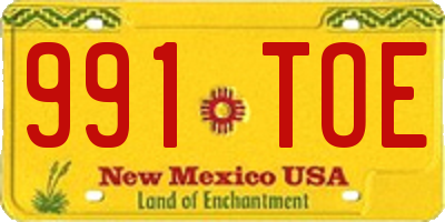 NM license plate 991TOE