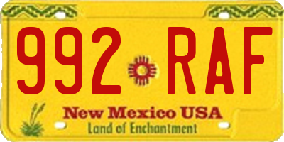 NM license plate 992RAF