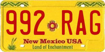 NM license plate 992RAG