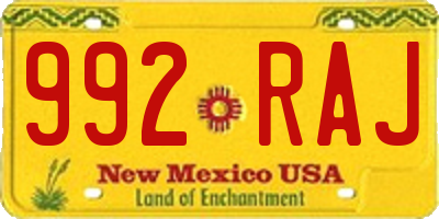 NM license plate 992RAJ