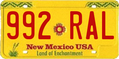 NM license plate 992RAL