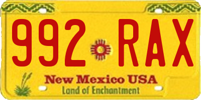 NM license plate 992RAX
