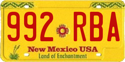 NM license plate 992RBA