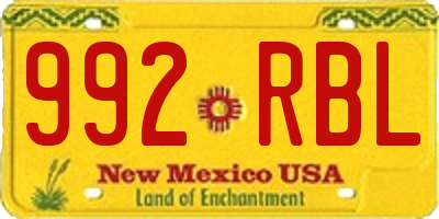 NM license plate 992RBL