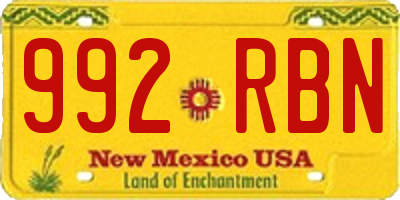 NM license plate 992RBN