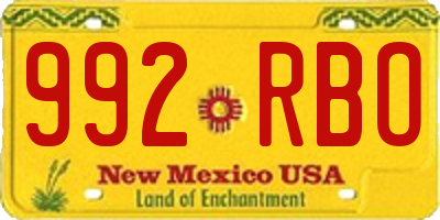 NM license plate 992RBO