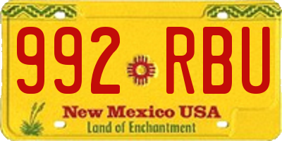 NM license plate 992RBU