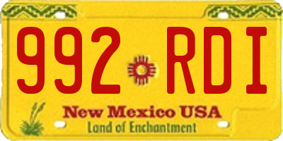 NM license plate 992RDI
