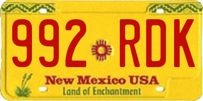 NM license plate 992RDK