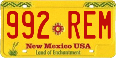 NM license plate 992REM